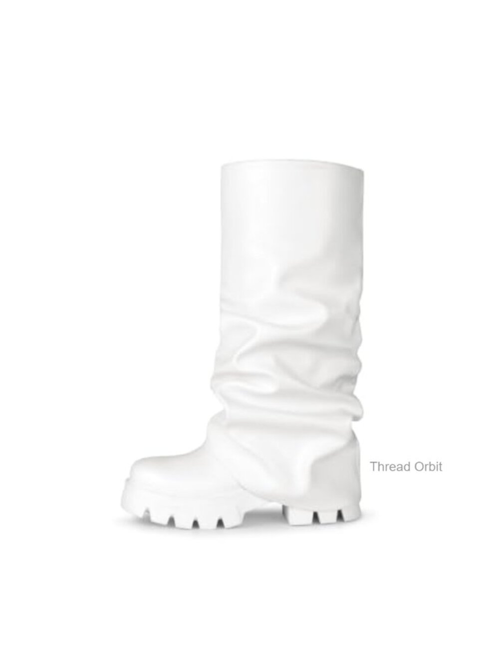 Women's Faux Leather Ruched Mid Calf Boots Platform Pull On